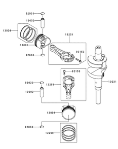 Kawasaki Fx850v-As00 Piston And Cranshaft Diagram and Parts List for M60-KW (53AI8CT6050-31HP-OHV)(2010) Cub Cadet Lawn Tractor